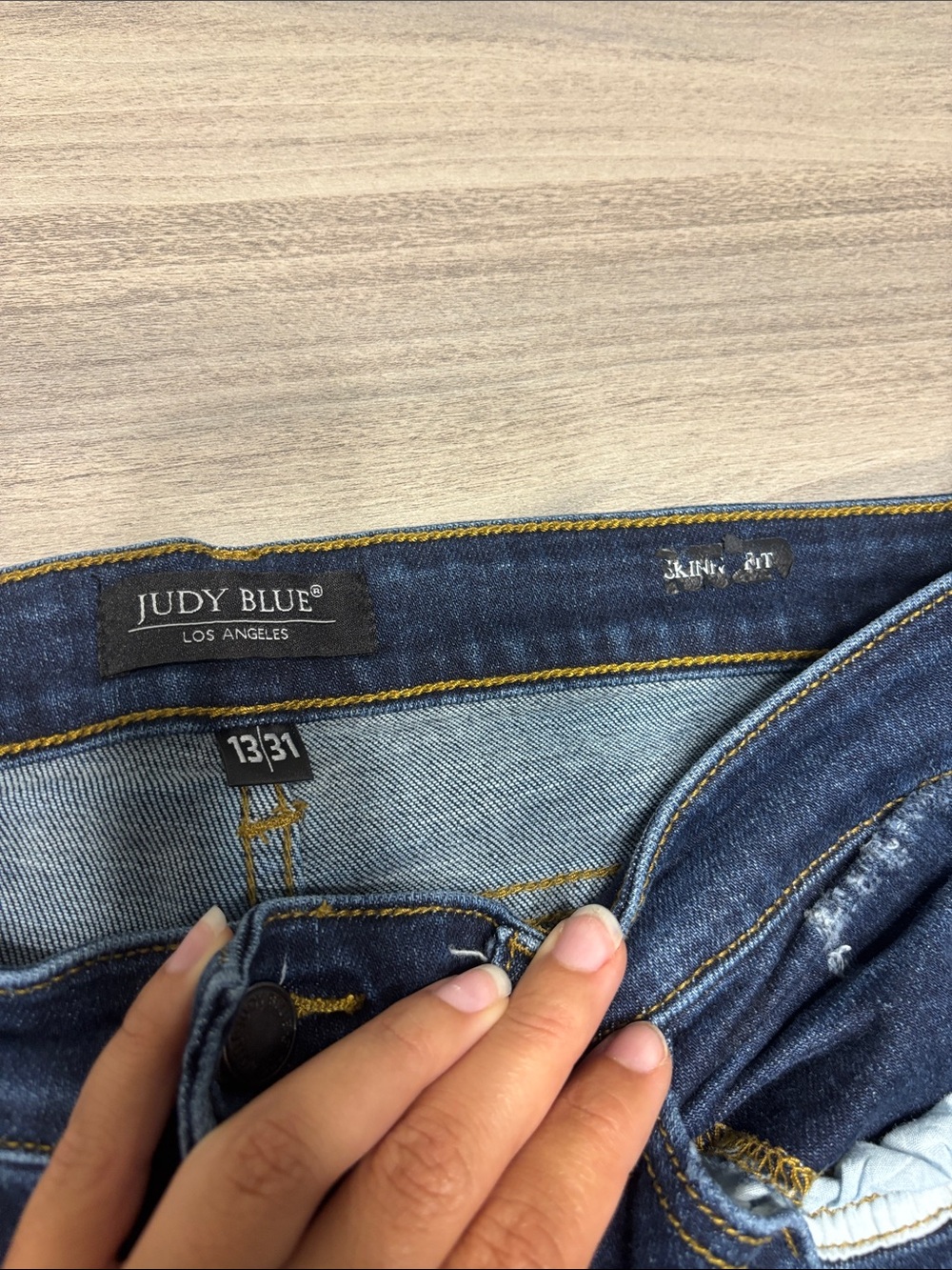 Judy Blue Dark Blue Distressed Women's Skinny Jeans - Picture 2 of 7